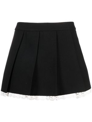 SHUSHU/TONG lace-trimmed pleated skirt - Black