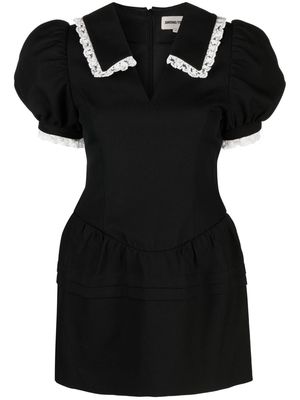SHUSHU/TONG lace-trimmed puff mini dress - Black