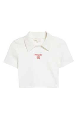 Shushu/Tong Logo Embroidered Crop Cotton Polo in White