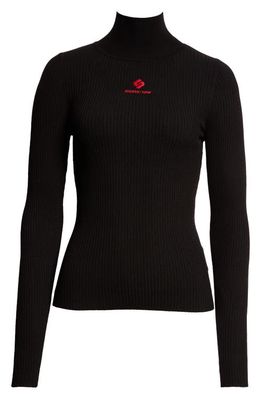 Shushu/Tong Logo Embroidered Wool Blend Rib Sweater in Black