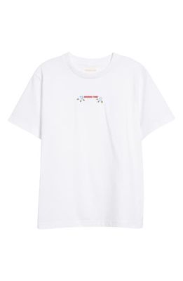 Shushu/Tong Loose Fit Floral Logo Embroidered T-Shirt in White