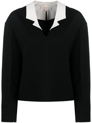 SHUSHU/TONG notched-collar wool-blend top - Black