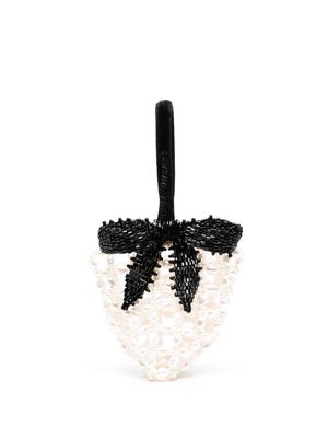 SHUSHU/TONG pearl-beaded bow mini bag - White