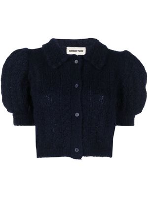 SHUSHU/TONG pointelle-knit cropped cardigan - Blue