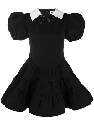 SHUSHU/TONG puff-sleeve tiered minidress - Black
