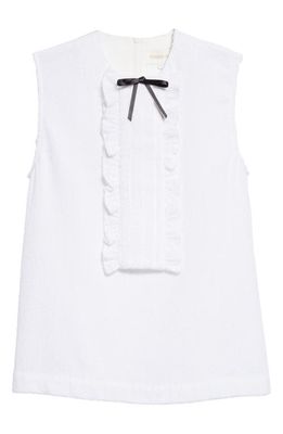 Shushu/Tong Ruffle Bib Sleeveless Cotton Top in White