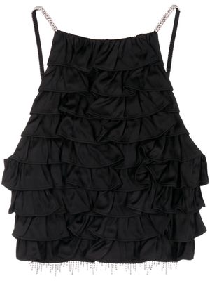 SHUSHU/TONG ruffled crystal-embellished crop top - Black