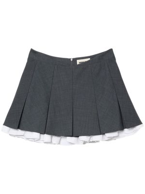 SHUSHU/TONG ruffled-trim pleated miniskirt - Grey