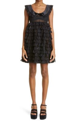 Shushu/Tong Tiered Lace Minidress in Black