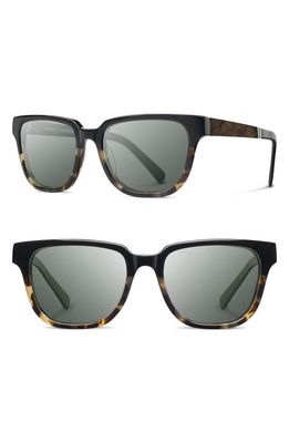 Shwood 'Prescott' 52mm Polarized Sunglasses in Black Olive /Elm Burl /G15
