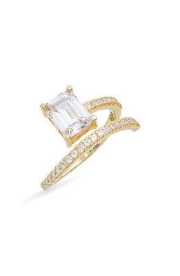 SHYMI Cubic Zirconia Bypass Statement Ring in Gold/White