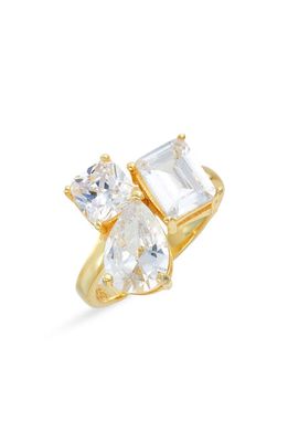 SHYMI Cubic Zirconia Cocktail Ring in Gold/White