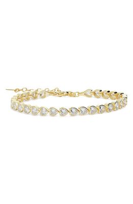 SHYMI Cubic Zirconia Heart Tennis Bracelet in Gold/White