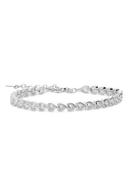 SHYMI Cubic Zirconia Heart Tennis Bracelet in Silver/White