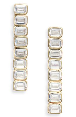 SHYMI Emerald Cut Drop Earrings in Gold/White