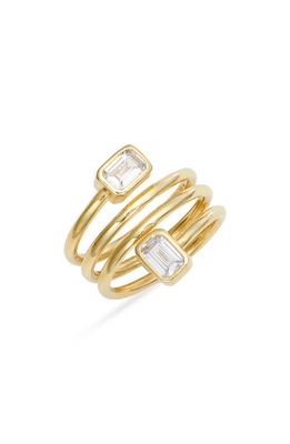 SHYMI Emerald Cut Spiral Statement Ring in Gold/White