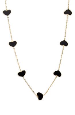 SHYMI Enamel Heart Station Necklace in Gold/Black 