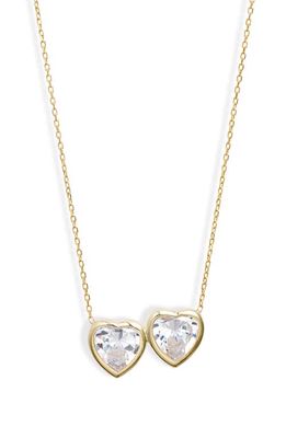 SHYMI Fancy 2-Stone Bezel Pendant Necklace in Gold/White