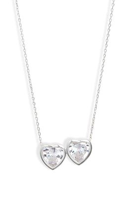 SHYMI Fancy 2-Stone Bezel Pendant Necklace in Silver/White