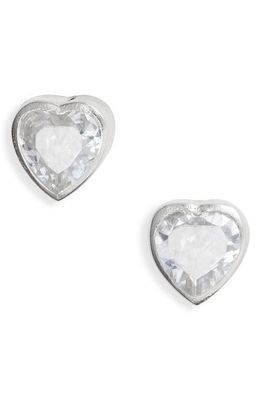 SHYMI Fancy Bezel Stud Earrings in Silver/White/heart