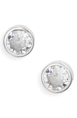 SHYMI Fancy Bezel Stud Earrings in Silver/White/round Cut