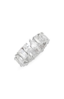 SHYMI Fancy Cubic Zirconia Eternity Band Ring in Silver/White