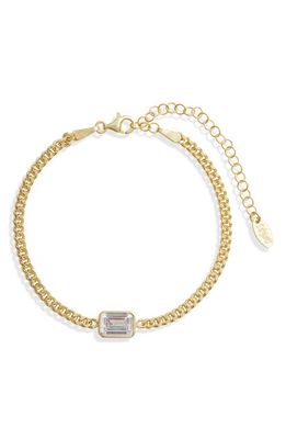 SHYMI Fancy Shape Cubic Zirconia Curb Chain Bracelet in Gold/White/emerald Cut