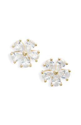 SHYMI Flower Cubic Zirconia Stud Earrings in Gold 