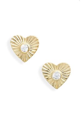 SHYMI Fluted Heart Cubic Zirconia Stud Earrings in Gold 