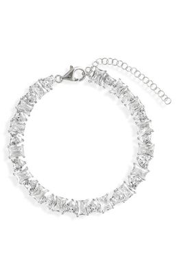 SHYMI Heart & Emerald Cubic Zirconia Tennis Bracelet in Silver/White