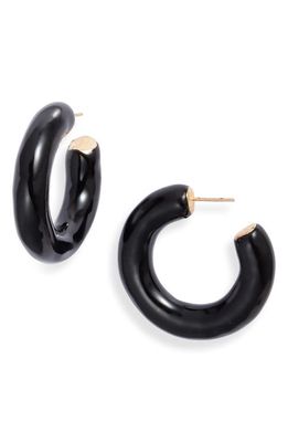 SHYMI Large Enamel Tube Hoop Earrings in Black