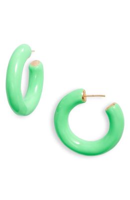 SHYMI Large Enamel Tube Hoop Earrings in Green