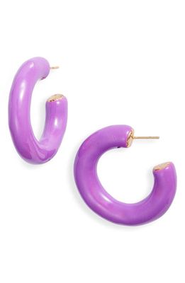 SHYMI Large Enamel Tube Hoop Earrings in Purple