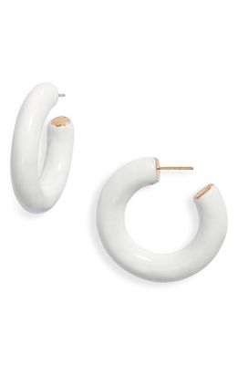 SHYMI Large Enamel Tube Hoop Earrings in White