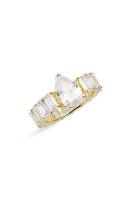 SHYMI Pear & Emerald Cut Cubic Zirconia Eternity Ring in Gold/White