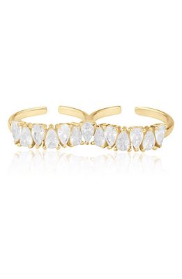 SHYMI Pear Cubic Zirconia Two Finger Ring in Gold