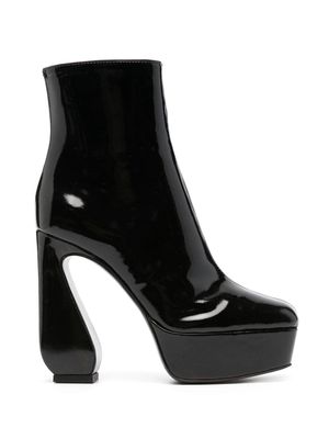 Si Rossi 140mm patent-finish leather boots - Black