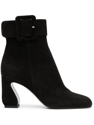 Si Rossi 85mm square-toe leather boots - Black