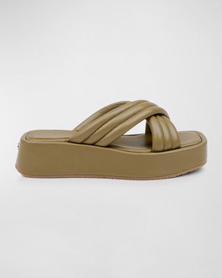 Sicily Crisscross Leather Flatform Sandals