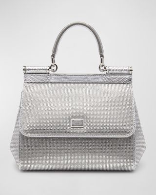Sicily Crystal-Embellished Top-Handle Bag