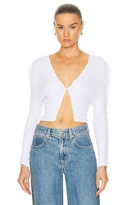 Sid Neigum Cropped Knife X Box Pleated Cardigan in White