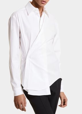 Side Button Convertible Cotton Shirt