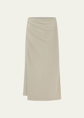 Side-Drape Jersey Midi Skirt