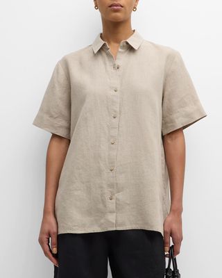 Side-Slit Organic Linen Shirt