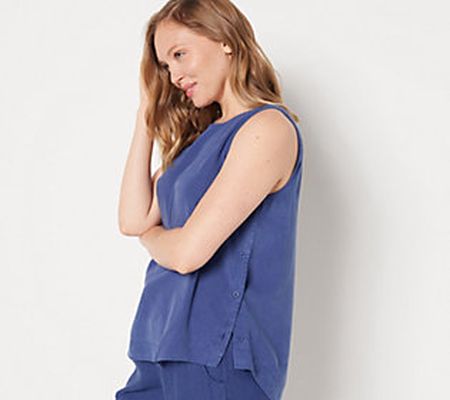 Side Stitch Soft Tencera Tank Top w/ Side Button Detail