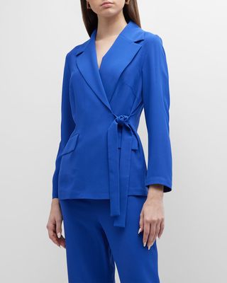 Side-Tie Notched-Lapel Wrap-Front Jacket