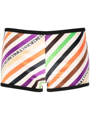 SIEDRES Afra diagonal striped mini shorts - Neutrals