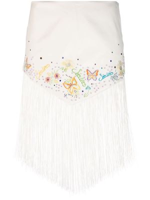 SIEDRES Akia fringe mini skirt - White