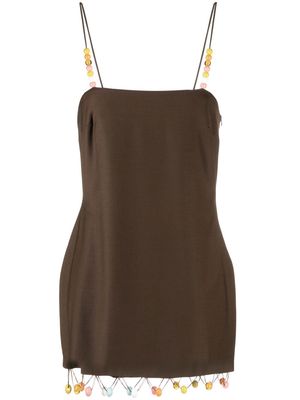 SIEDRES bead-embellished fringe minidress - Brown