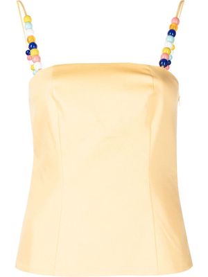 SIEDRES bead-embellished square-neck top - Yellow